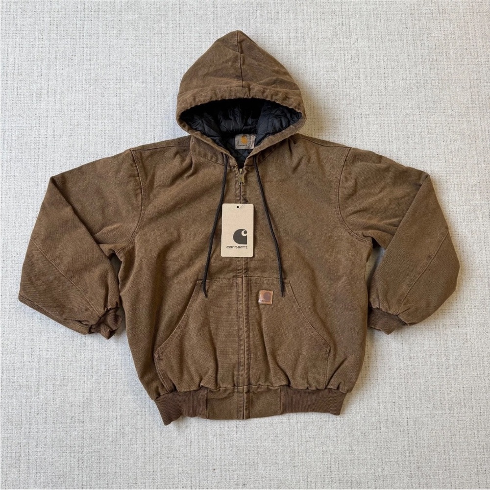Carhartt Mens Tan Hooded Puffer Jacket